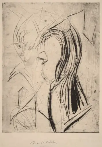 Heads of Two Girls, by Ernst Ludwig Kirchner
