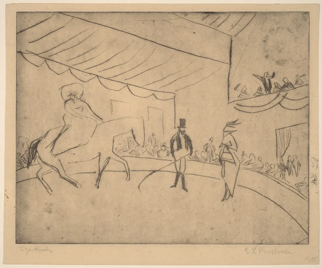 Hippodrome, by Ernst Ludwig Kirchner, ink, 1910