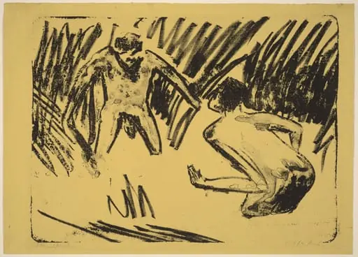 Men Splashing in the Reeds (Sich Spritzende Männer im Schilf), by Ernst Ludwig Kirchner