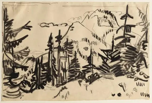 Mountain Landscape with Fir Trees, by Ernst Ludwig Kirchner