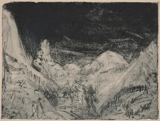 Mountain Landscape with Little Mowers, by Ernst Ludwig Kirchner