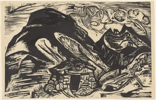 Mountains with a Mountain Hut, by Ernst Ludwig Kirchner