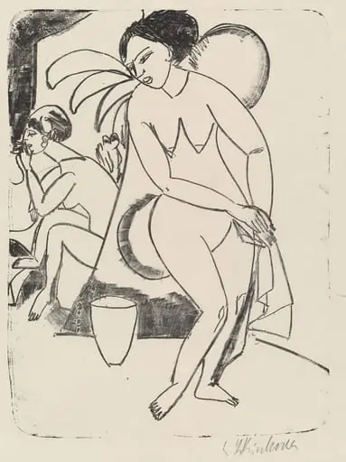 Naked Girls in the Studio (Nackte Mädchen im Atelier), by Ernst Ludwig Kirchner