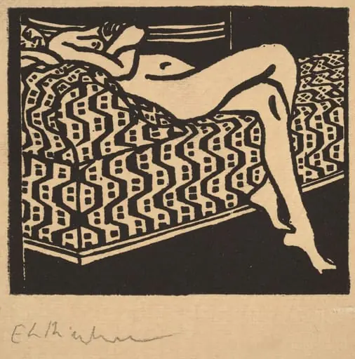 Nude Girl Lying on a Sofa, by Ernst Ludwig Kirchner