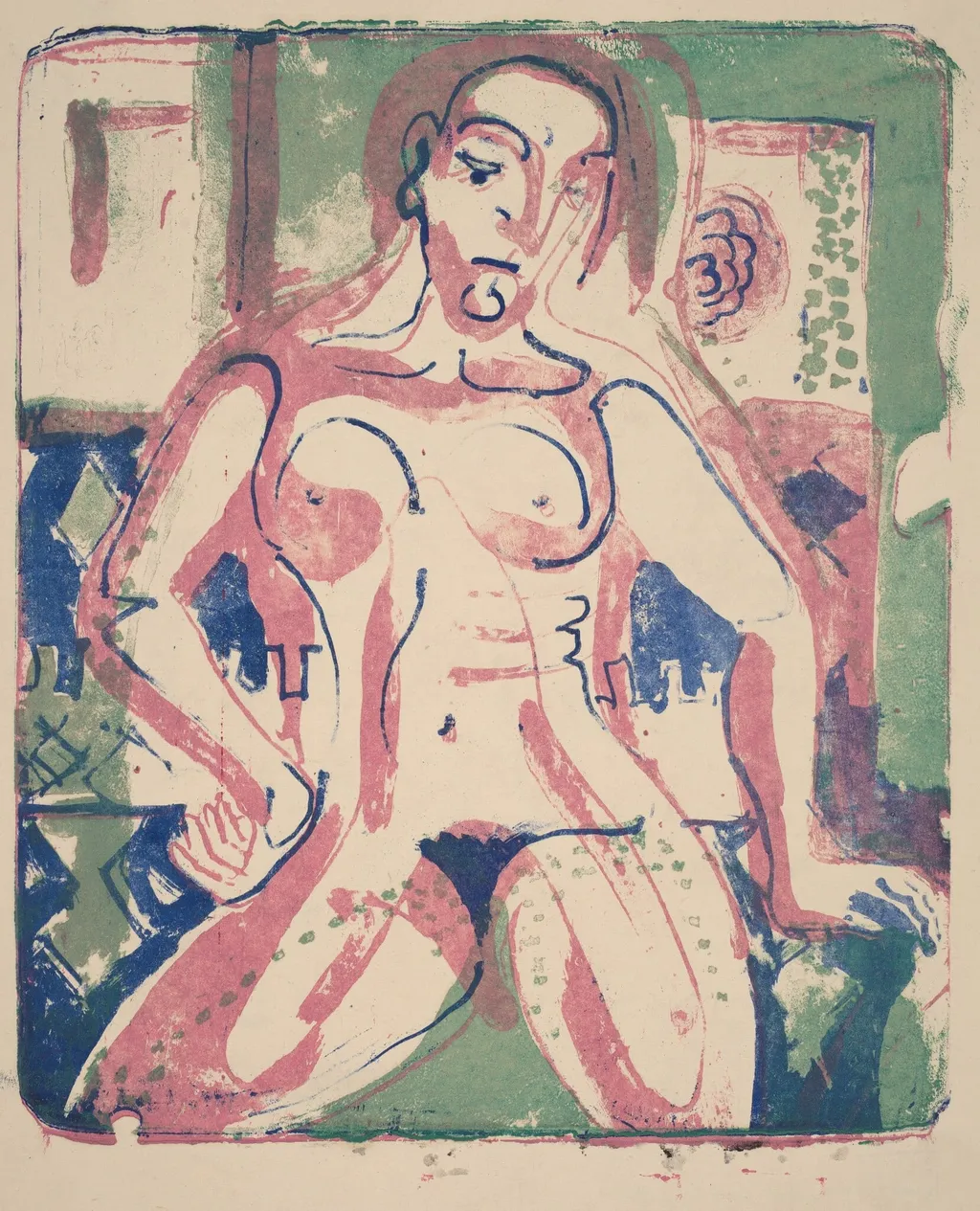 Nude Woman, by Ernst Ludwig Kirchner, ink, 1927