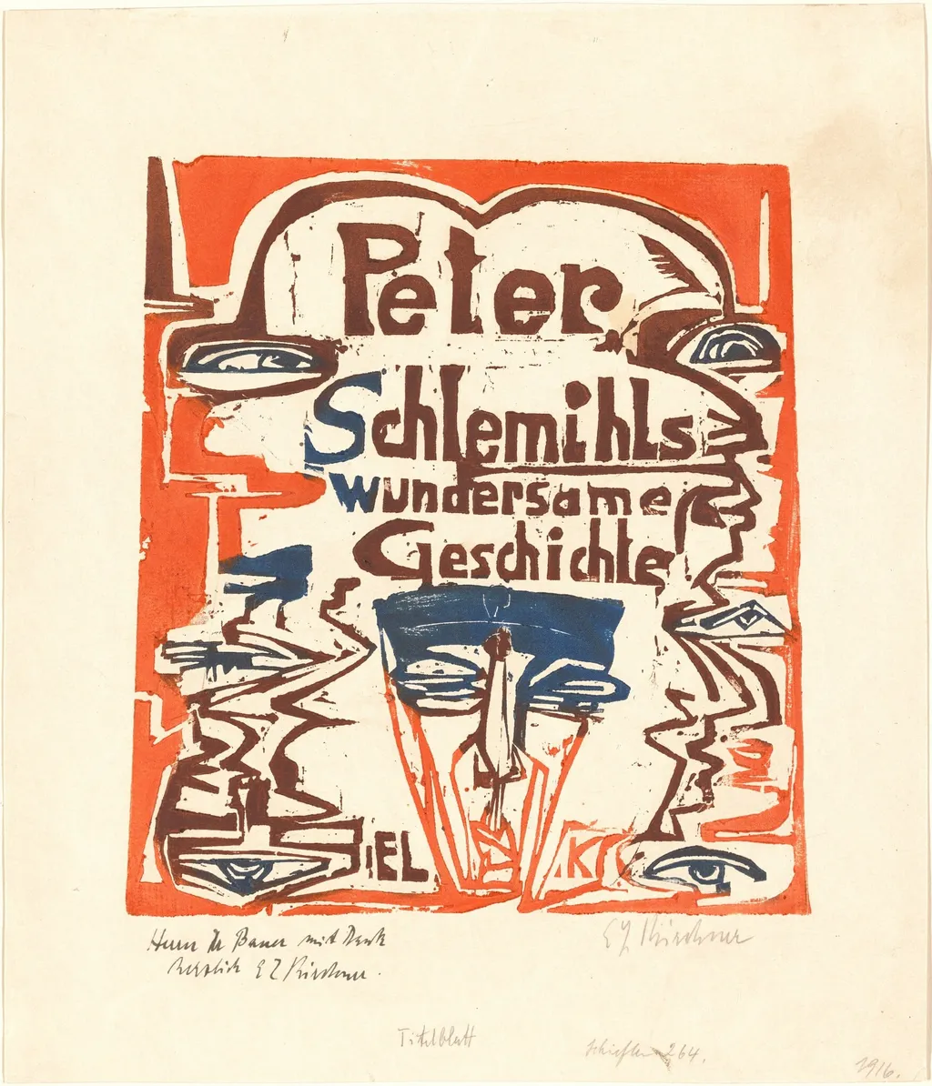 Peter Schlemihls wundersame Geschichte (Peter Schlemihl's Wondrous Story) (Title Page), by Ernst Ludwig Kirchner, ink, 1915