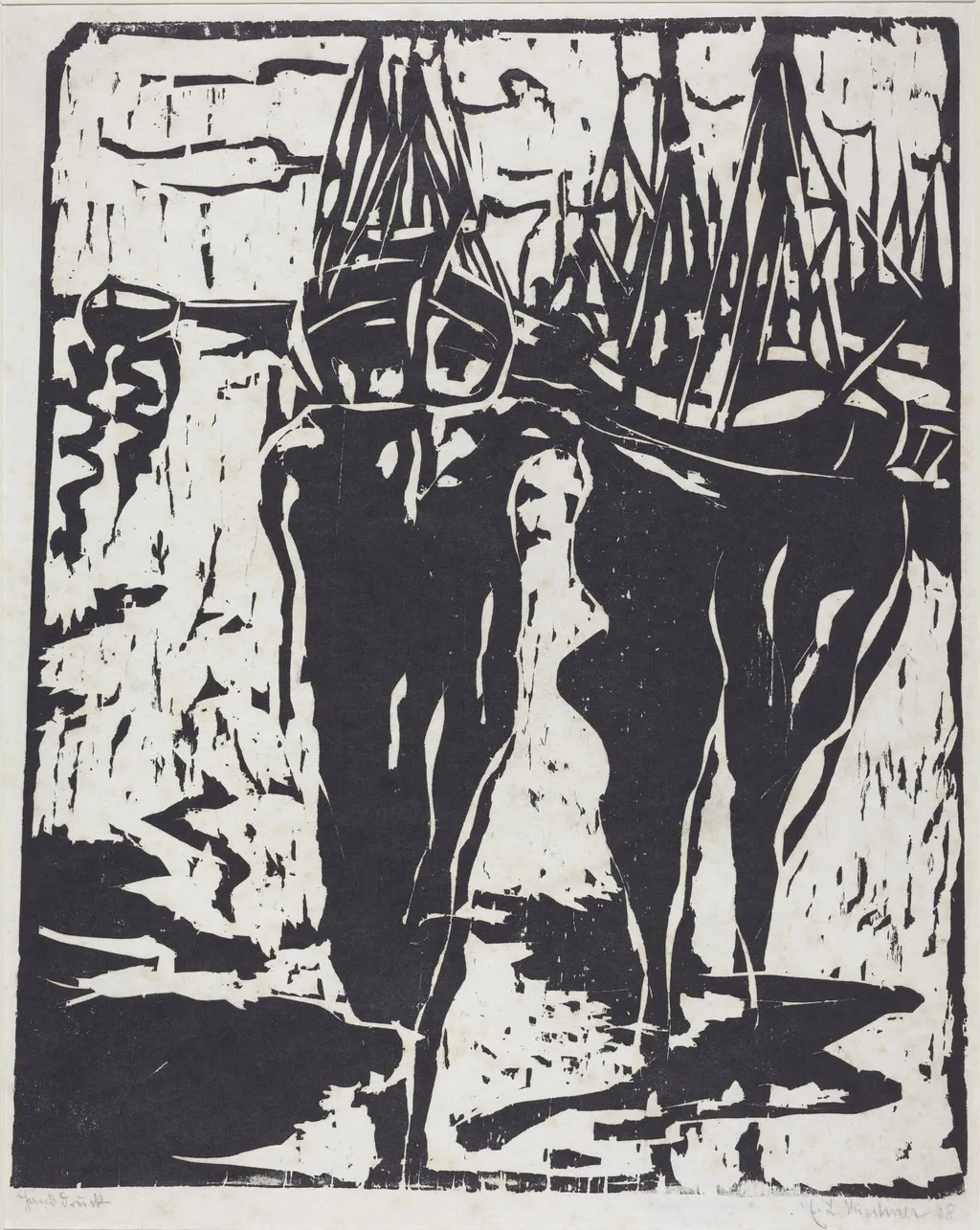 Port Scene (Hafenbild), by Ernst Ludwig Kirchner, ink, 1908