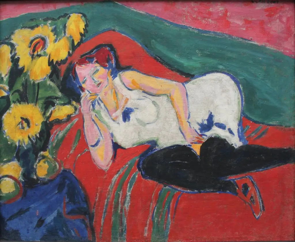 Reclining Woman in a White Chemise, by Ernst Ludwig Kirchner