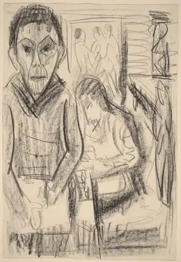 Self-Portrait in the Studio (Selbstbildnis im Atelier), by Ernst Ludwig Kirchner