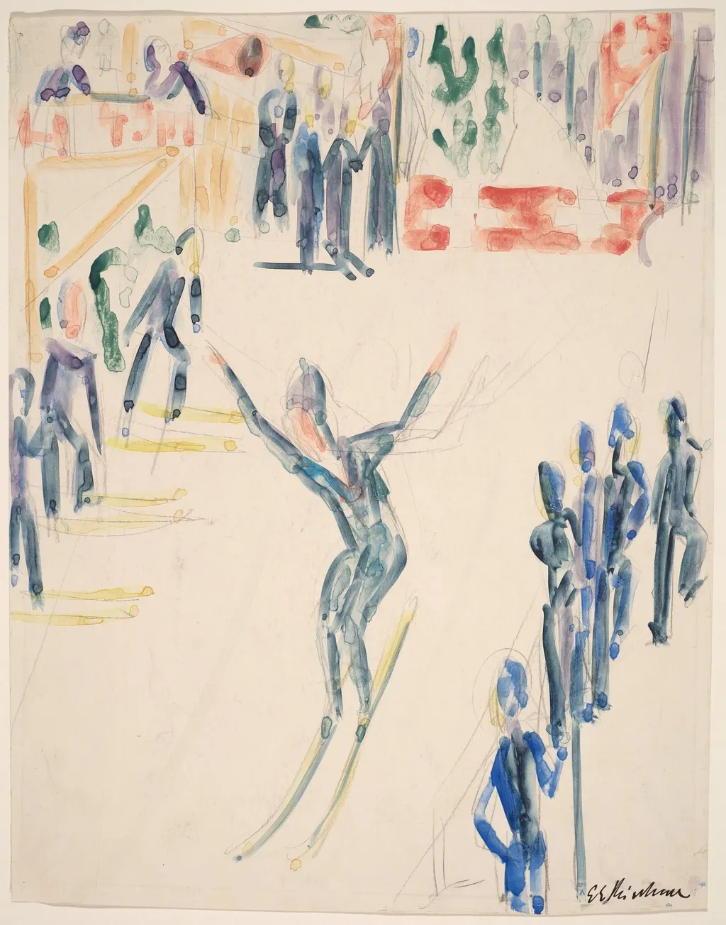 Ski Jumper, by Ernst Ludwig Kirchner, graphite, 1936
