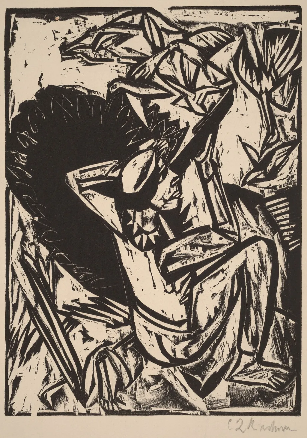 The Gull Hunter, by Ernst Ludwig Kirchner, ink, 1913