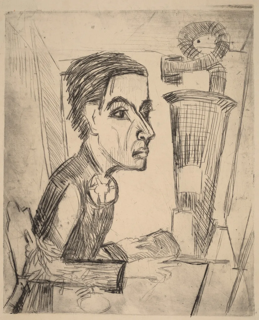 The Painter, by Ernst Ludwig Kirchner, ink, 1923