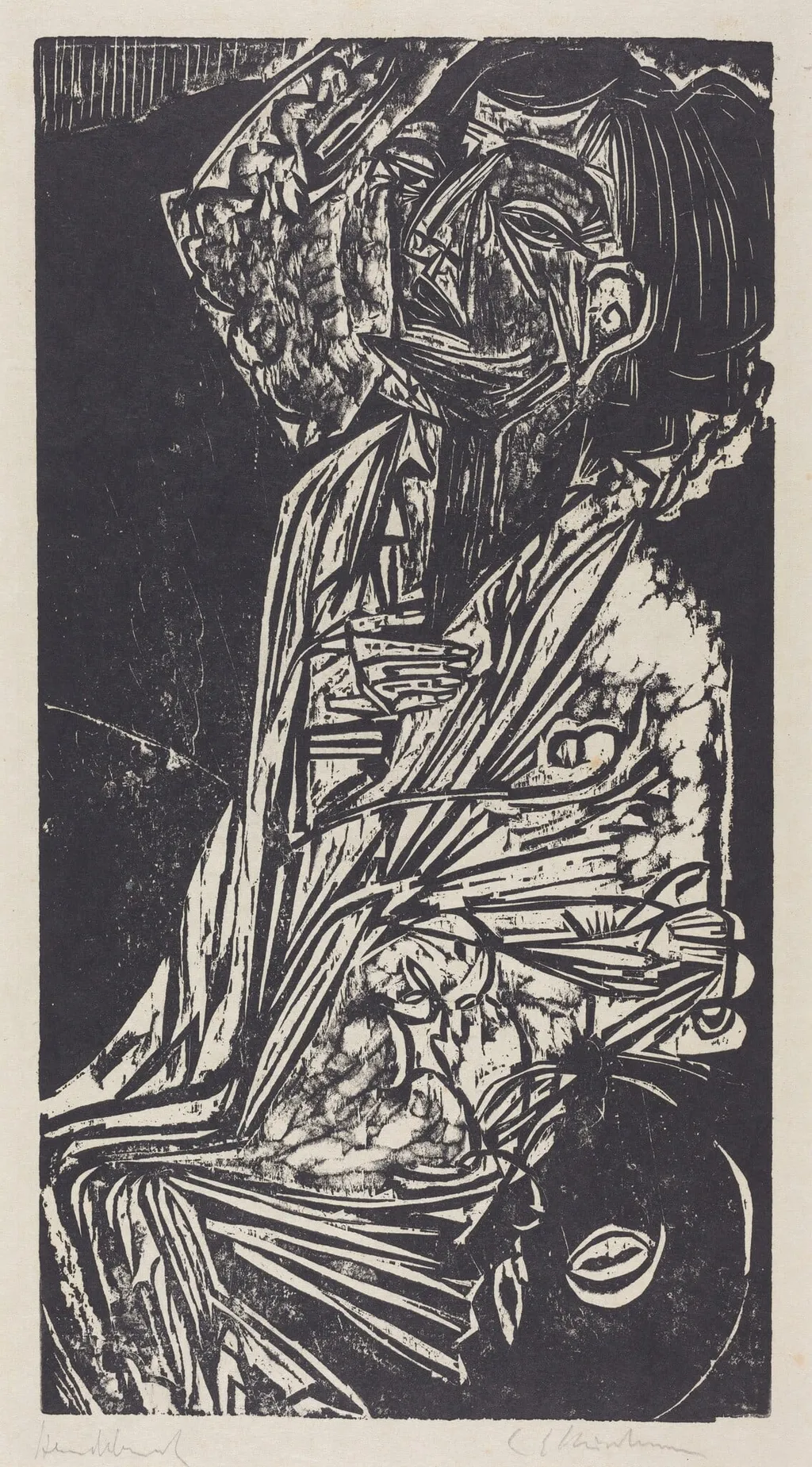 The Wife of Professor Goldstein, by Ernst Ludwig Kirchner, ink, 1916