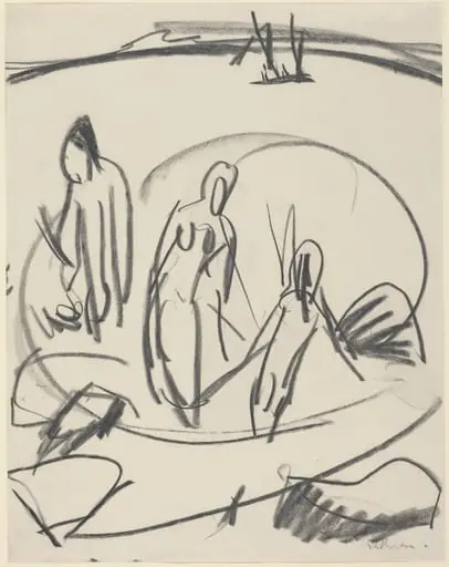 Three Bathers in the Sea, by Ernst Ludwig Kirchner