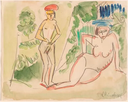 Two Bathers near the Woods, by Ernst Ludwig Kirchner