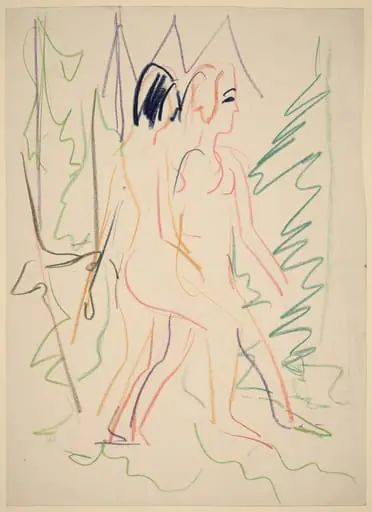 Two Nudes in a Forest, by Ernst Ludwig Kirchner