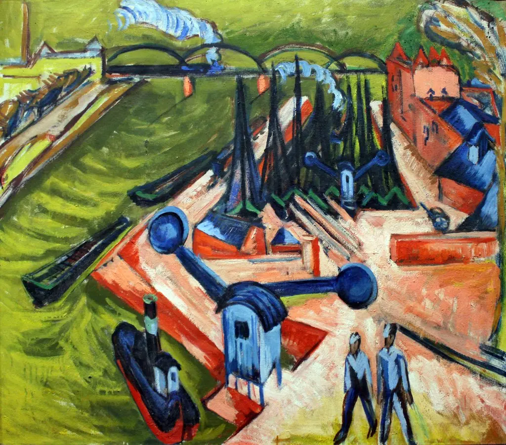 Western Harbour in Frankfurt am Main, by Ernst Ludwig Kirchner