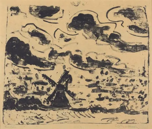 Windmill near Burg on Fehmarn, by Ernst Ludwig Kirchner