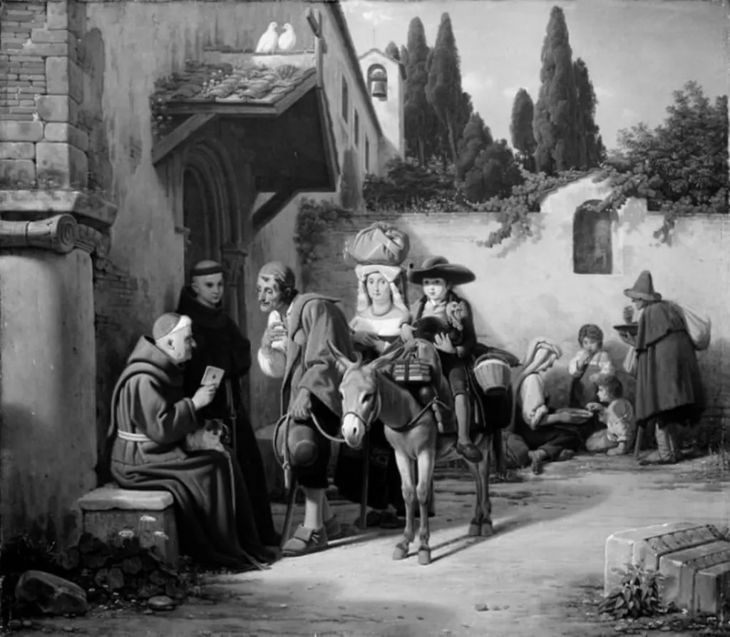 A Little Boy is Taken to the Monastery by His Parents, by Ernst Meyer, oil, 1837