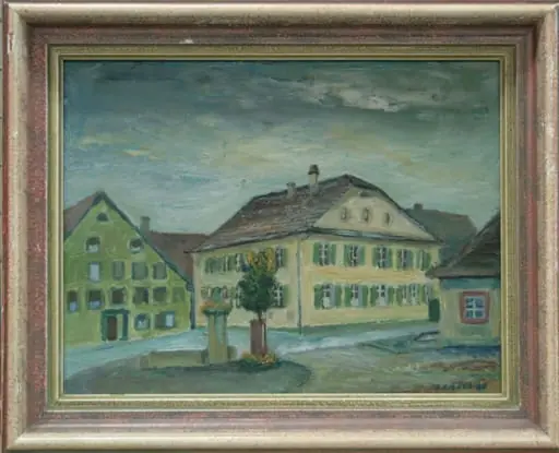 Ernst Schaub - Malerei, Gemeinde- und Schulhaus, by Ernst Schaub