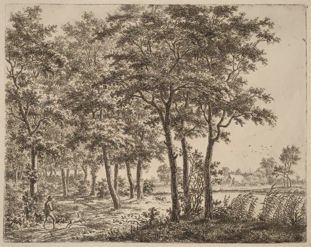 Landscape with a Peasant Carrying Firewood, by Ernst Willem Jan Bagelaar, ink, 1800