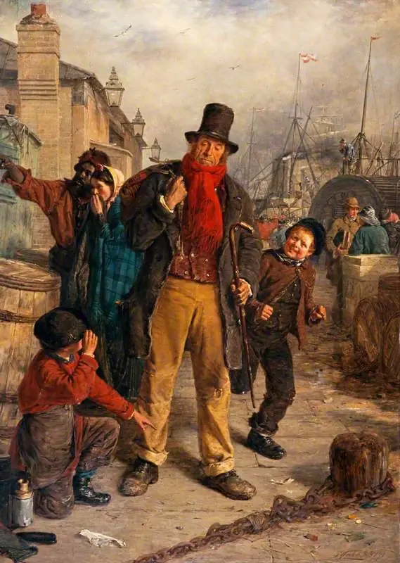 An Irish Emigrant Landing at Liverpool ('Jim Blake landing in Liverpool'), by Erskine Nicol