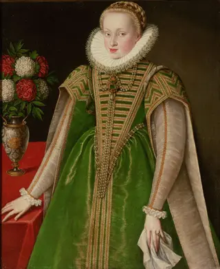 Erzherzogin Maria Christierna (1574-1621) in grünem Gewand, Kniestück