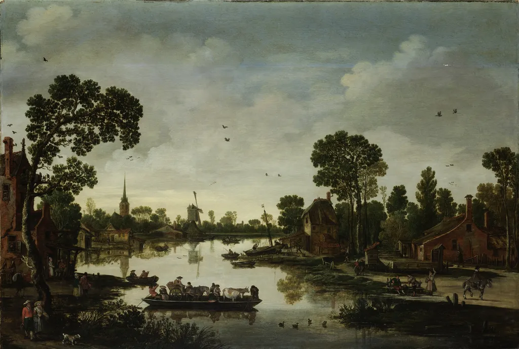 The Cattle Ferry, by Esaias van de Velde, oil, 1622