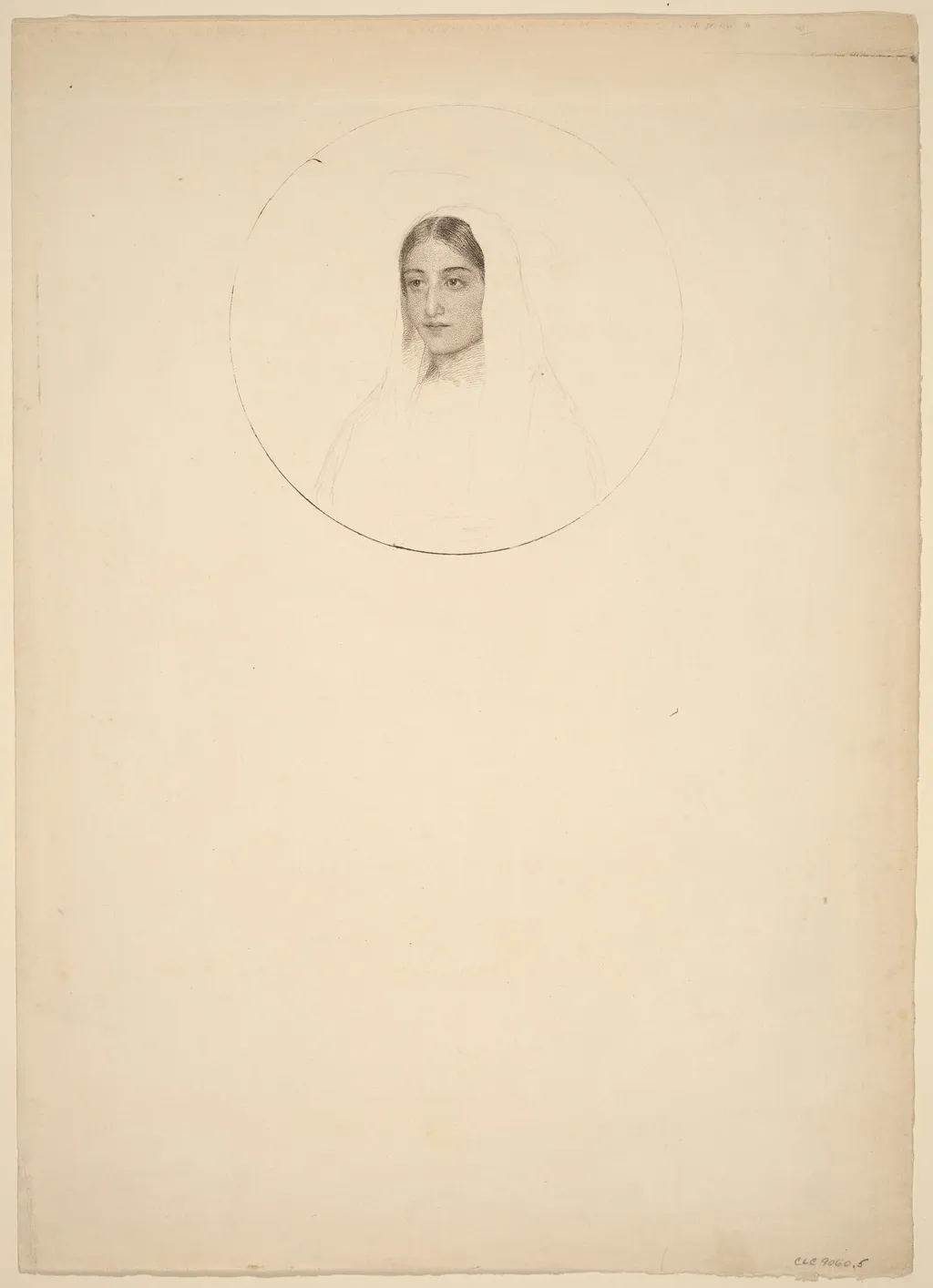Young Woman's Head, by Esther Frances Alexander, ink, 1864