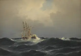 Et dampskib i en storm i Atlanterhavet