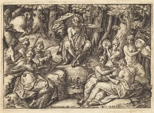 Apollo on Mount Parnassus, by Etienne Delaune