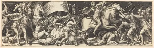 Battle of Horsemen and Foot Soldiers, by Etienne Delaune