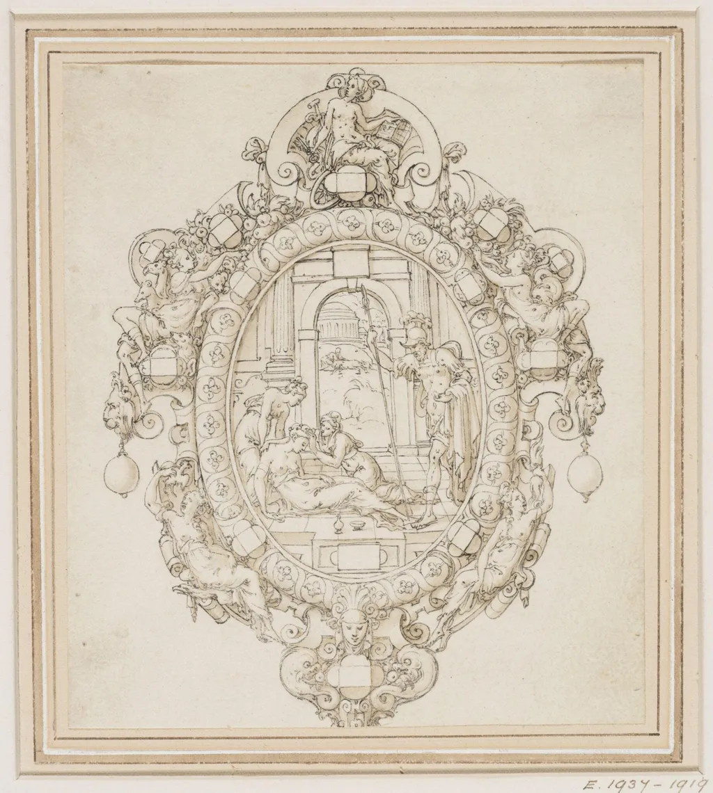 Design for the back of a gem-set handmirror, by Etienne Delaune, 1561