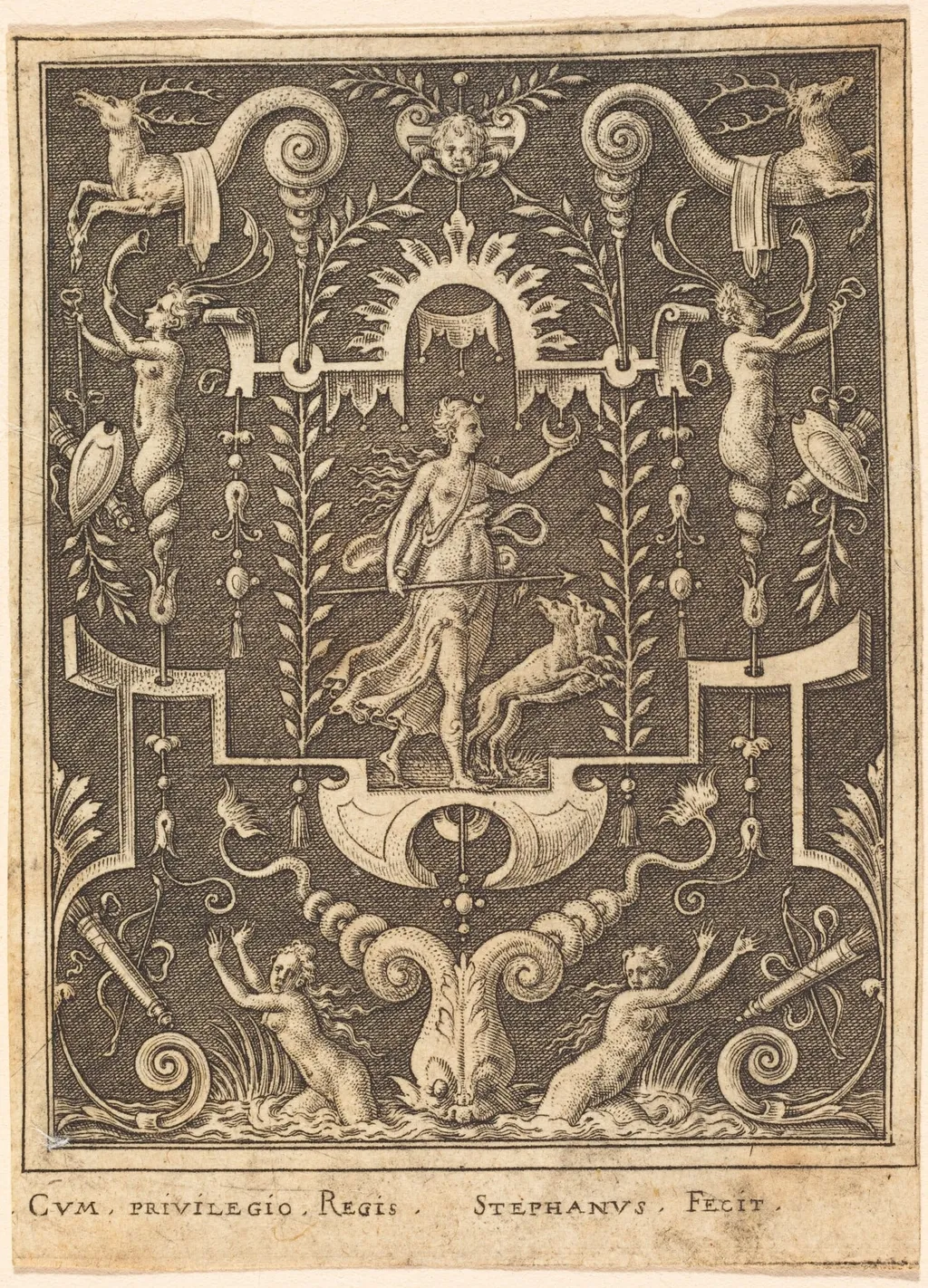 Diana, by Etienne Delaune, ink, 1551
