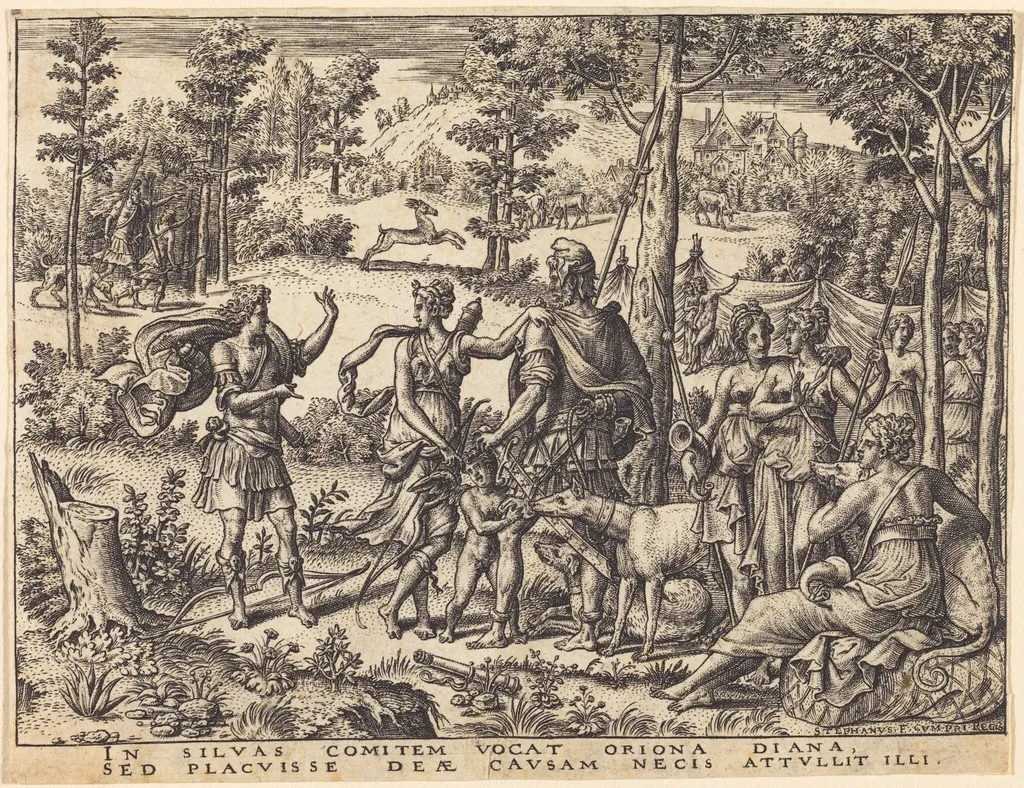 Diana and Orion, by Etienne Delaune, ink, 1551