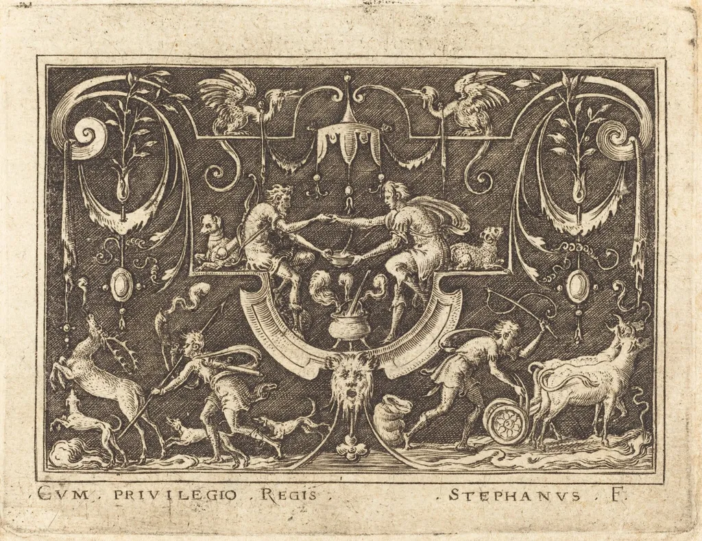 Essau Selling his Birthright, by Etienne Delaune, ink, 1551