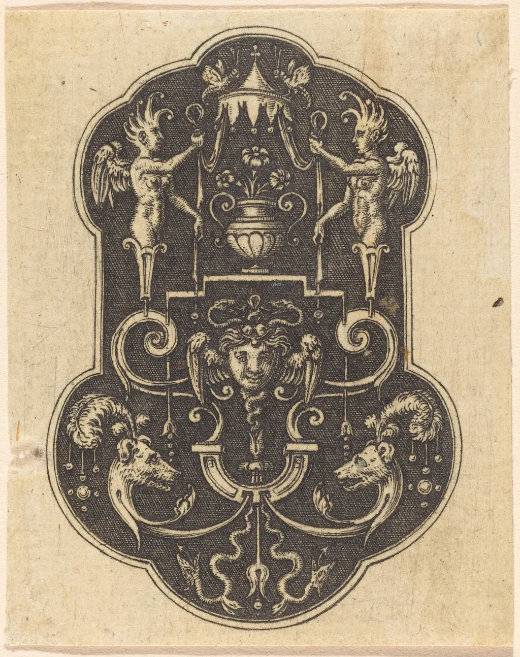 Head of Medusa, by Etienne Delaune, ink, 1551