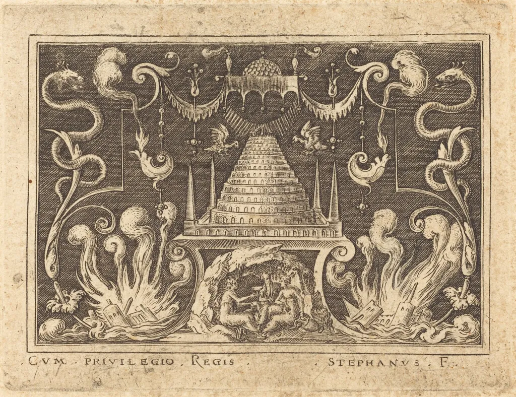 Incest of Loth, by Etienne Delaune, ink, 1551