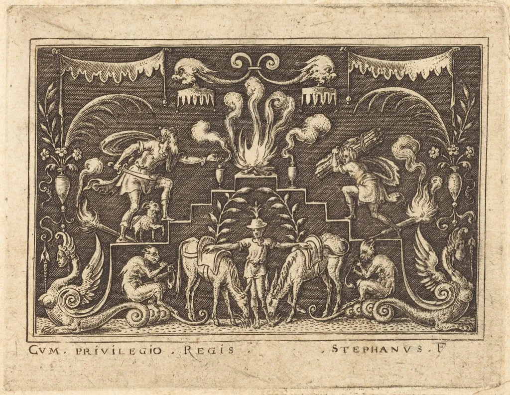 Sacrifice of Abraham, by Etienne Delaune, ink, 1551