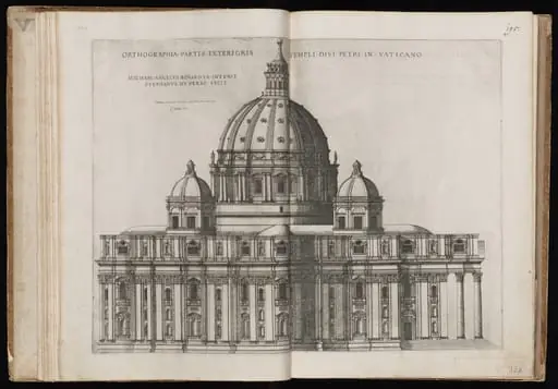 Orthographia Partis Exterioris Templi Divi Petri [Exterior View of Saint Peter's Basilica], by Étienne Dupérac