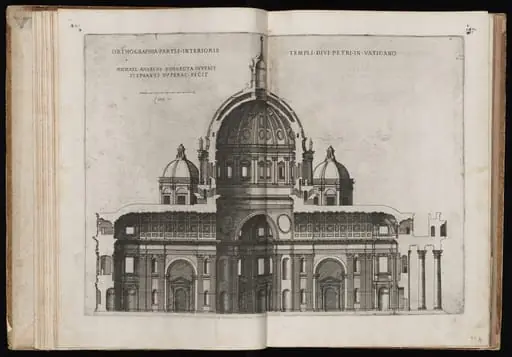 Orthographia Partis Interioris Templi Divi Petri [Interior View of Saint Peter's Basilica], by Étienne Dupérac