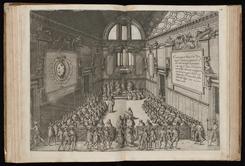 The Coronation of Cosimo I de' Medici, by Étienne Dupérac, ink