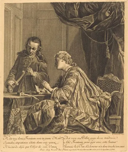 Dame cachetant une lettre (Woman Sealing a Letter), by Etienne Fessard
