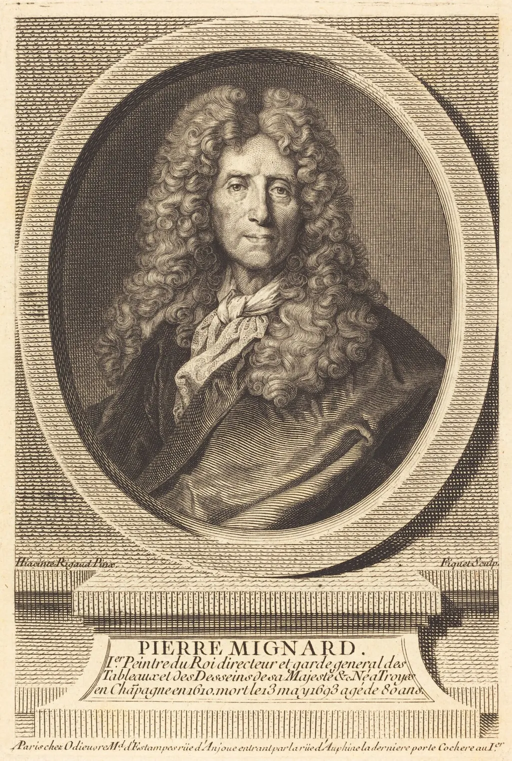 Pierre Mignard, by Étienne Ficquet, ink, 1760