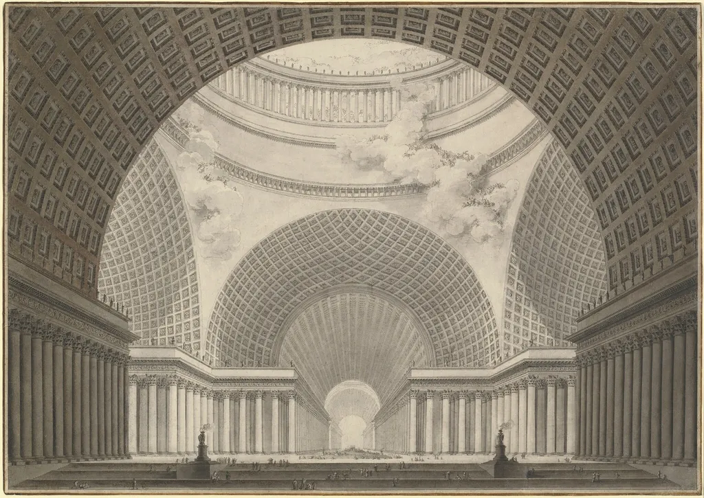 Perspective View of the Interior of a Metropolitan Church, by Etienne-Louis Boullée, ink, 1780