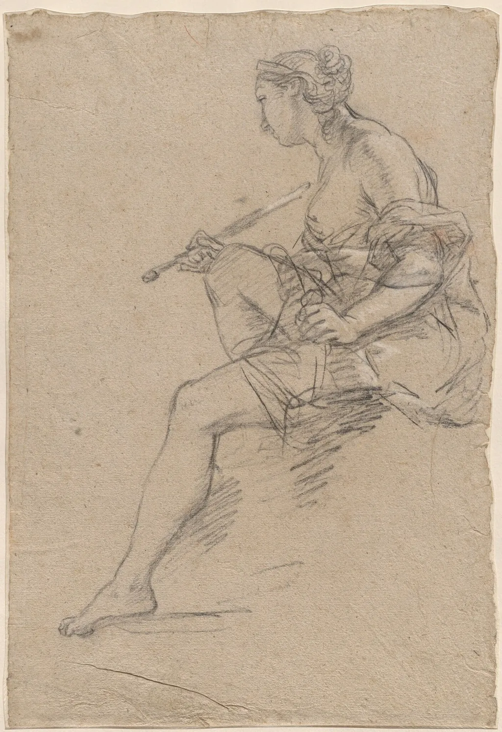 Study for an Allegory of Painting, by Etienne Parrocel, chalk, 1750