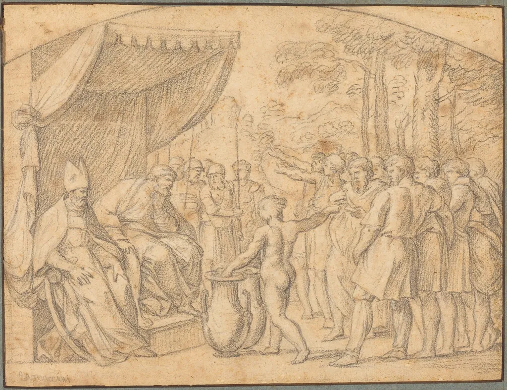 The Drawing of Lots to Divide the Promised Land, by Etienne Parrocel, chalk