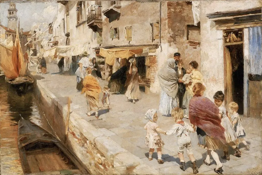 Breezy day in Venice, by Ettore Tito
