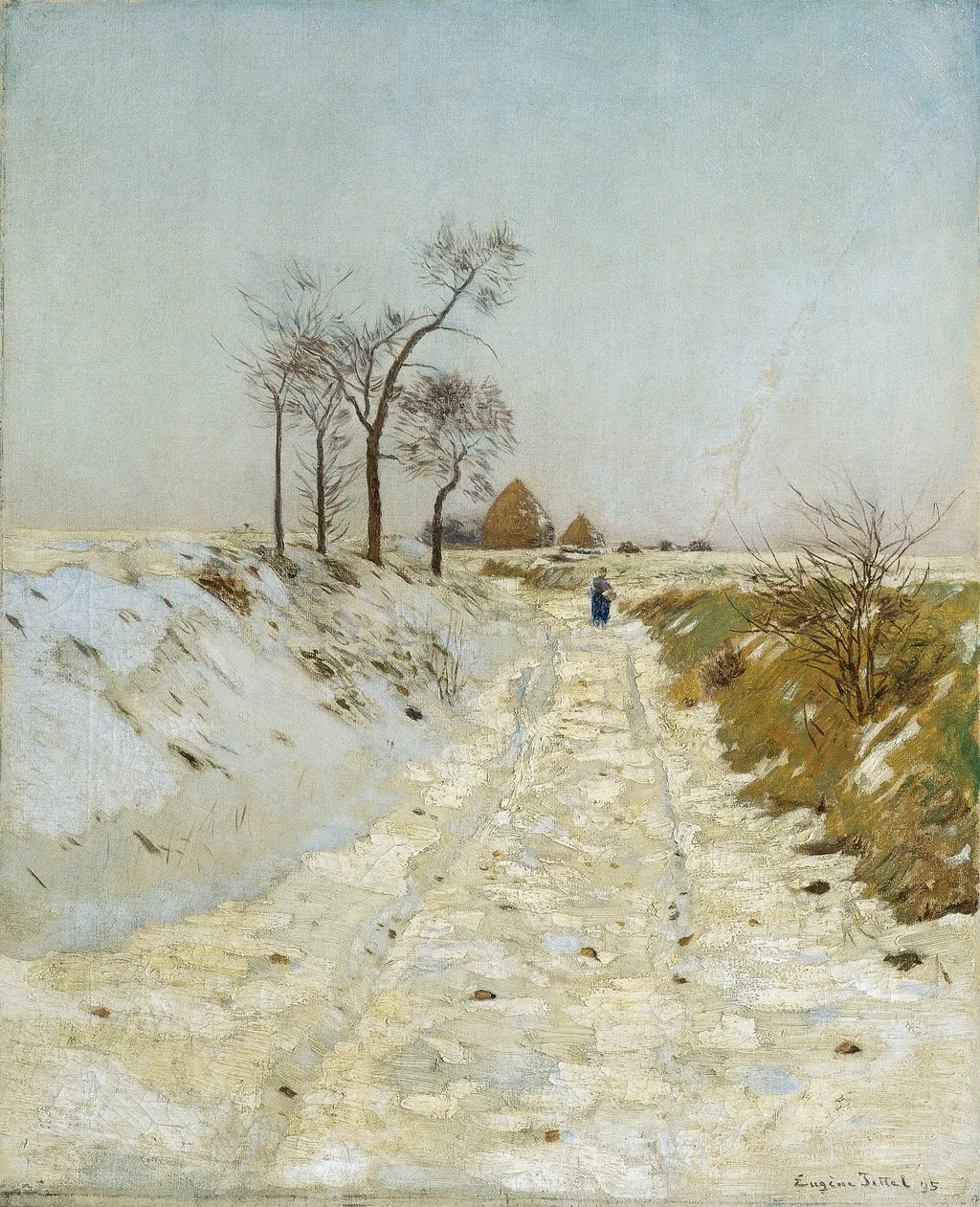 Hohlweg im Winter, by Eugen Jettel, oil, 1898