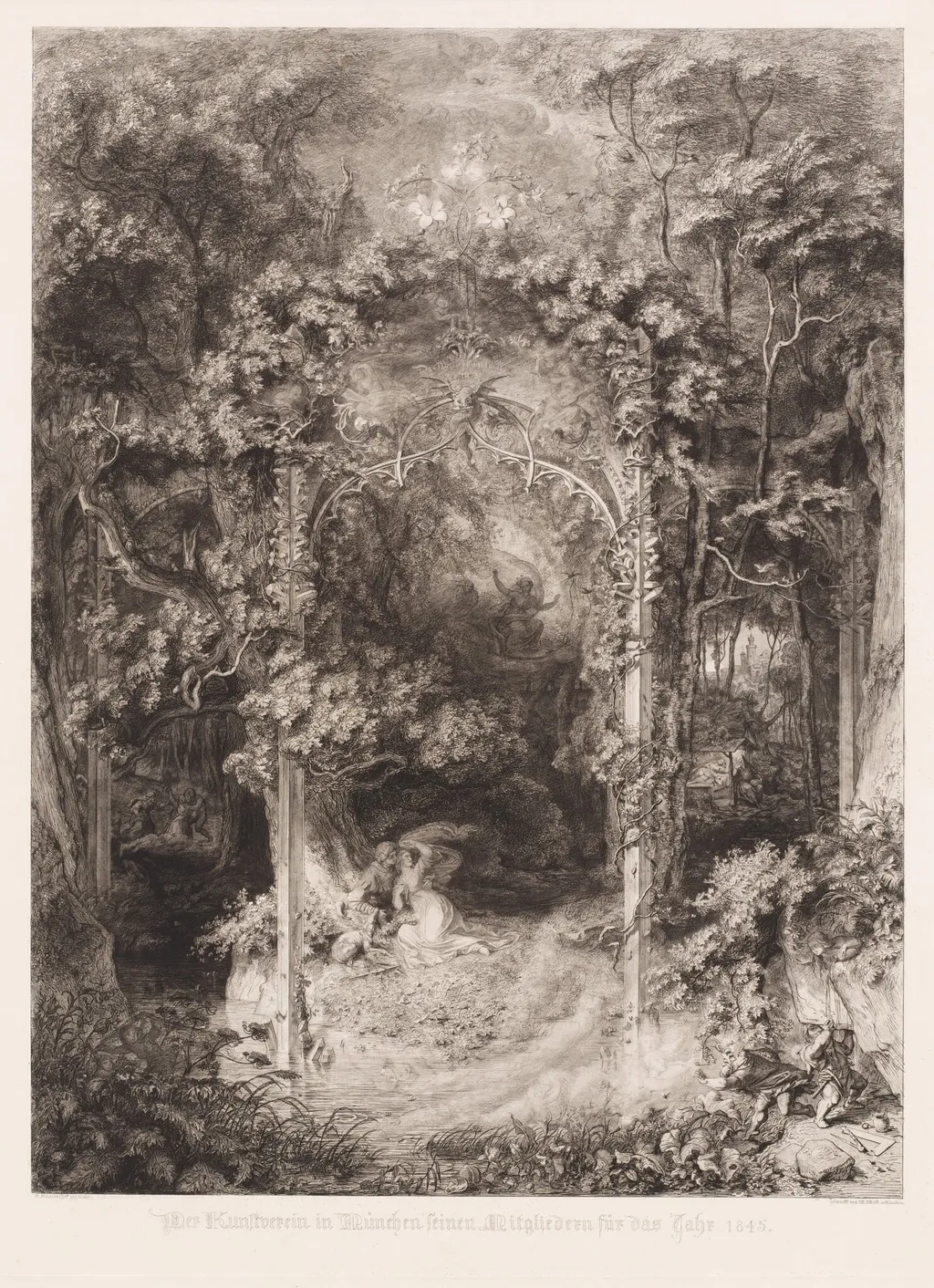 Das Waldfräulein (The Lady of the Forest), by Eugen Napoleon Neureuther, ink, 1845